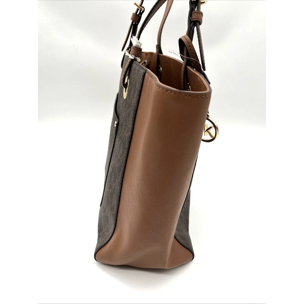 NWT Michael Kors Walsh MD MF Tote Brown Luggage MK Signature Shoulder Bag - Picture 4 of 12
